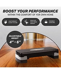 HolaHatha Aerobic Step Platform Exercise Fitness Equipment w/ Adjustable Height