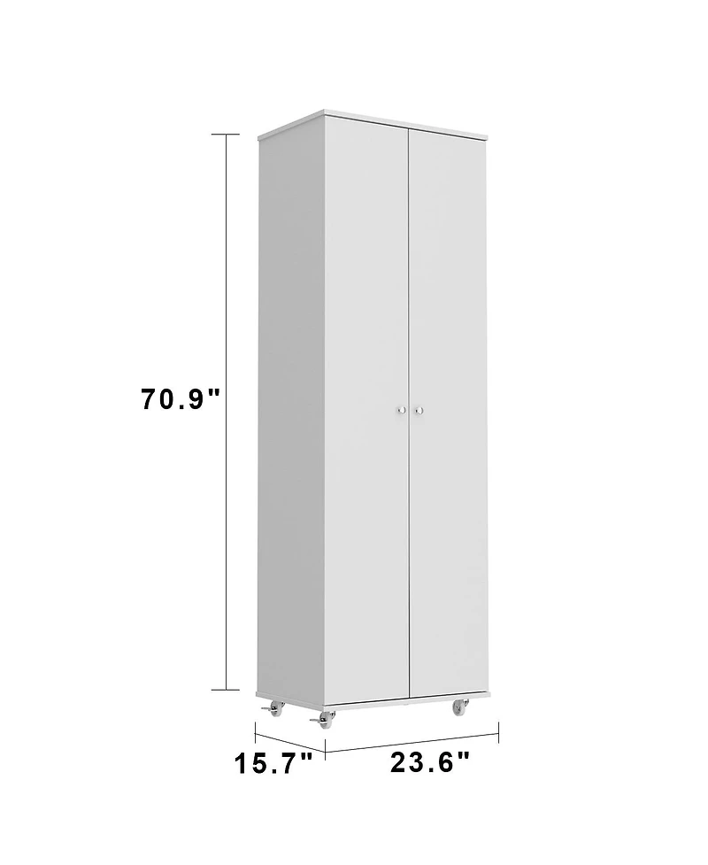 Famapy White Wood Bookcase with adjustable Shelves, 2 door