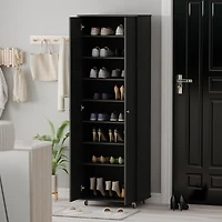 Famapy White Wood Bookcase with adjustable Shelves, 2 door