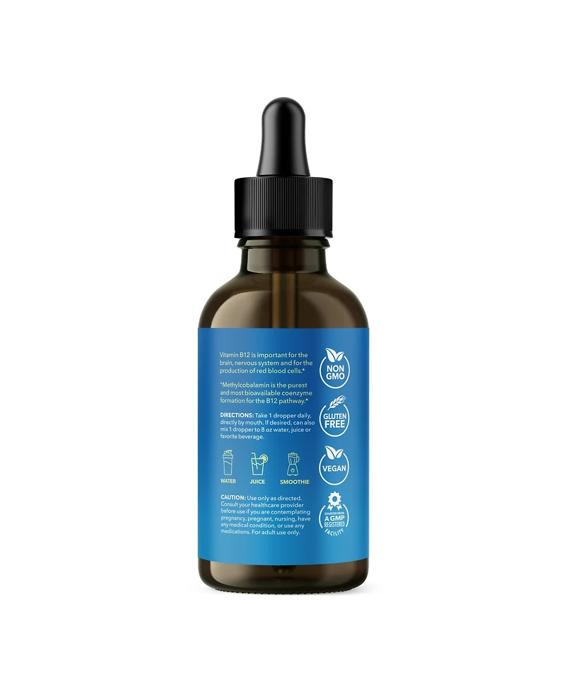 Methyl B12 Energy Booster Liquid Drops, Vitamin Energy Boost, B12 Bioavailable Form for B12 Pathway, Strawberry Flavored, Havasu Nutrition, 1 fl oz