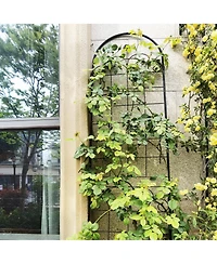 Slickblue 4-Pack Metal Garden Trellis for Climbing Plants – 86.7'' x 19.7'', Rustproof Black Plant Support, Rose Trellis Netting