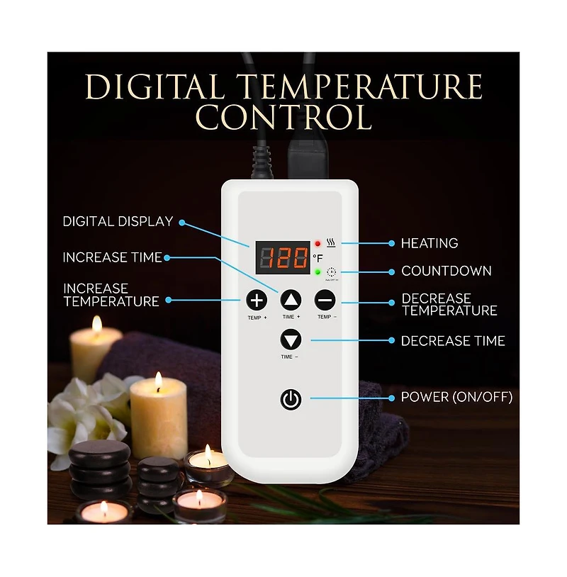 SereneLife Portable Hot Stone Massage System With Digital Temperature Controller