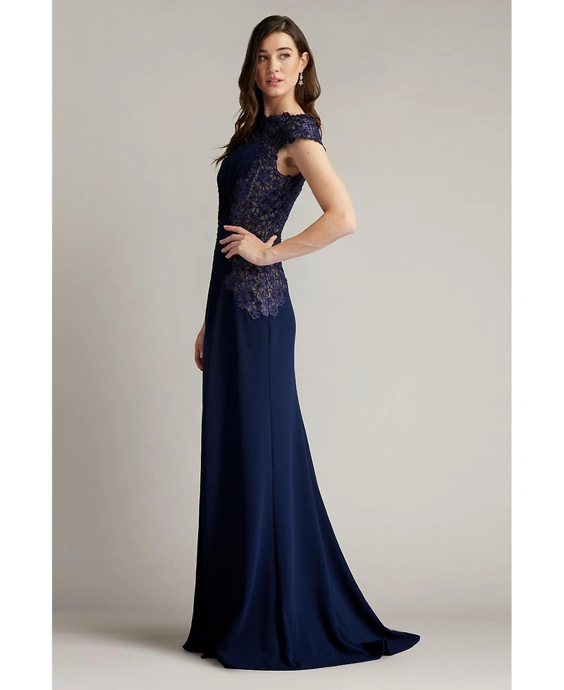 Tadashi Shoji Women's Chelan Embroidered Illusion Gown