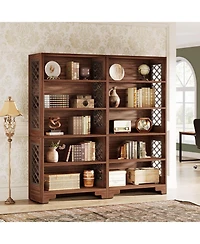 Tribesigns 6-Tier Bookcase, 70.8" Vintage Tall Bookcase, Floor Standing 5-Shelf Display Rack Storage Shelves Mid-Century Bookcase for Home Office, Liv