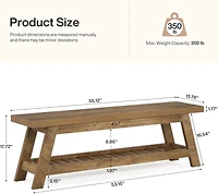 Tribesigns Long Bench, 47.24-Inch Entryway Bench with Elegant Wave Design, Dining Room Bench for Kitchen, Industrial Wood Bench End of Bed Bench, Shoe