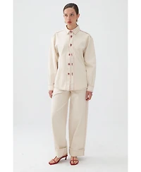 Nocturne Women's Jeans with Contrast Color Embroidery