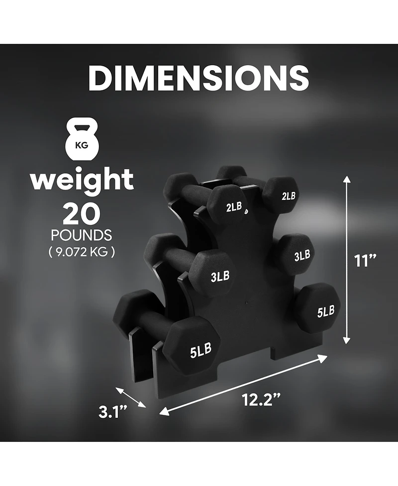 BalanceFrom Fitness Pound Neoprene Coated Dumbbell Set with Stand