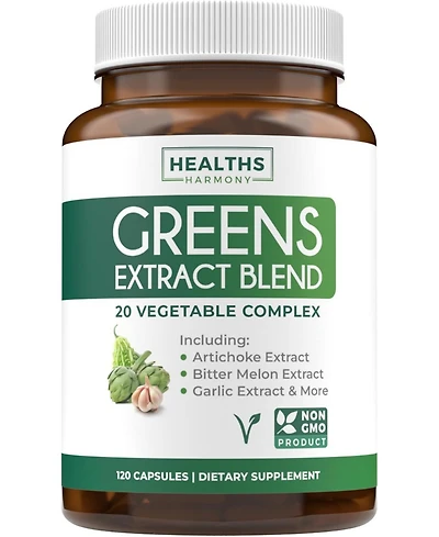 Greens Extract Blend Capsules, Antioxidant Supplement for Natural Metabolism Boost, Health's Harmony, 120ct