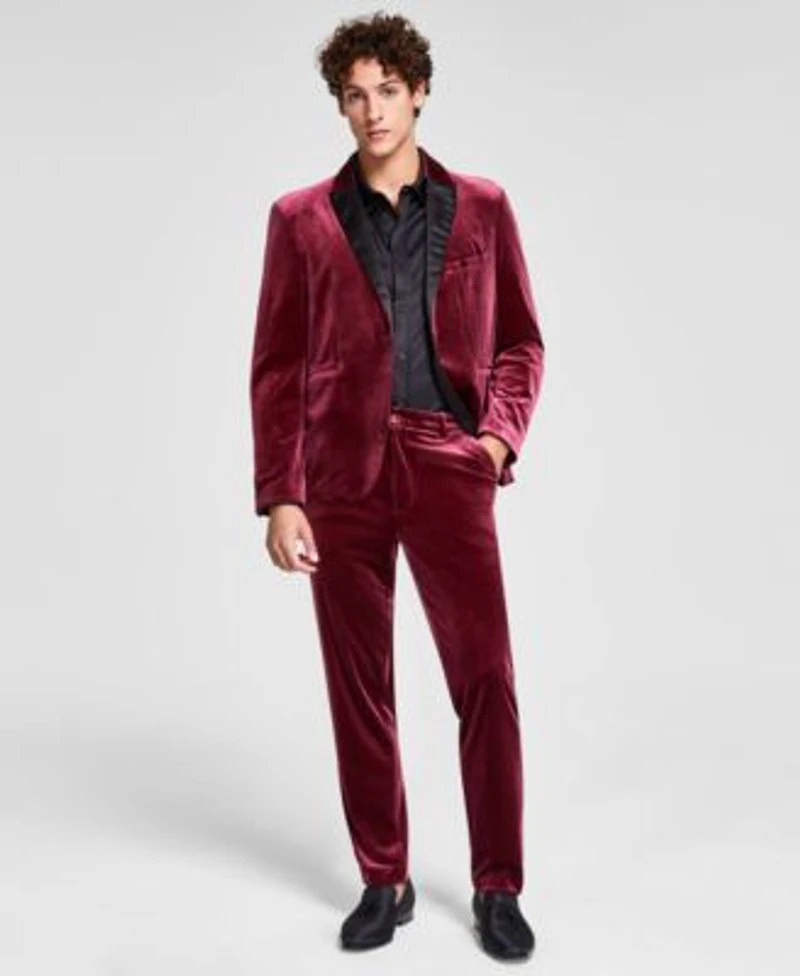 Tinsel Mens Regular Fit Velvet Suit Separates