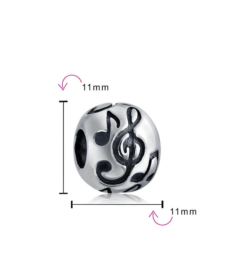 Bling Jewelry Music Melody Notes Table G Clef Musician Charm Bead Sterling Silver