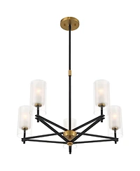 Possini Euro Design Nyack 25" Modern Pendant Chandelier Ceiling Light Fixture Dining Room Over Table Open Frame 5-Light Black Gold Finish