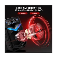 Pyle 10” Bluetooth Portable Pa Speaker With Rechargeable Battery, Party Lights & Microphone, 600 Watt