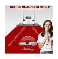 Pyle Uhf Wireless Microphone System, 2 Usb Rechargeable Handheld Mics, Fixed Frequency