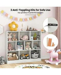 10-Cube Bookcase for Kids 41"Wooden Toy Storage Organizer Kid s Room