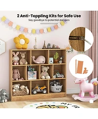 10-Cube Bookcase for Kids 41"Wooden Toy Storage Organizer Kid s Room