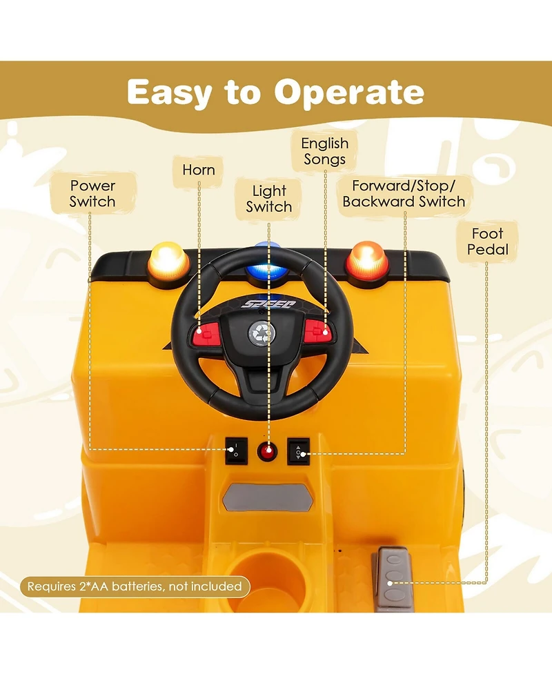 Gymax 12V Recycling Garbage Truck Electric Ride On Toy Remote w/Recycling Accessories Yellow