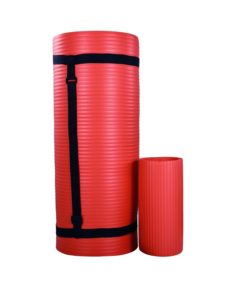 BalanceFrom Fitness 71"x24" Anti Tear Yoga Mat w/Strap, Knee Pad & Blocks