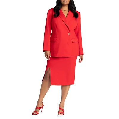 Eloquii Plus Size Stretch Midi Skirt With Slit