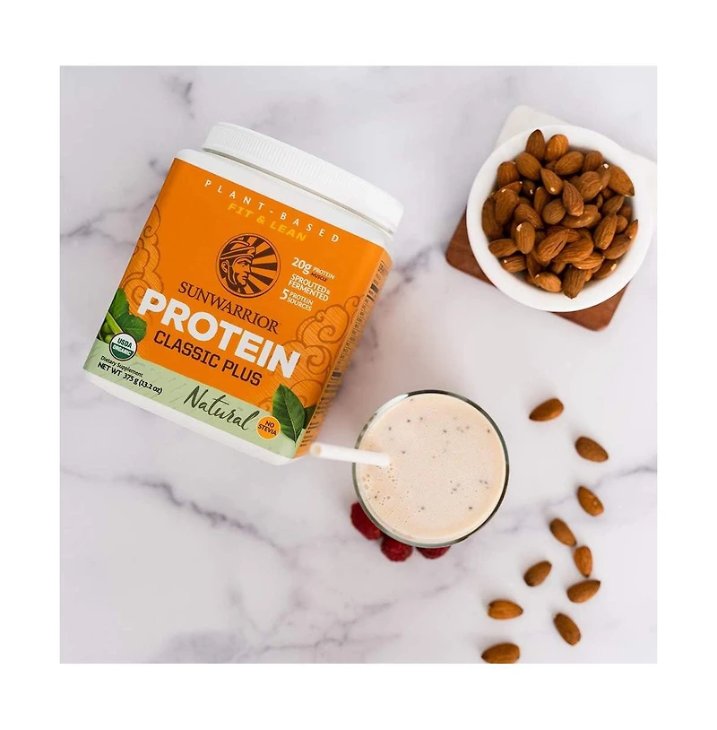 Classic Plus Protein Powder, Plant-Based Protein, Unflavored, Sunwarrior, 375gm (15 Servings)