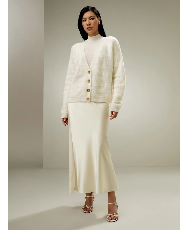 Lilysilk Women's Elegant V-Neck Cashmere Cardigan