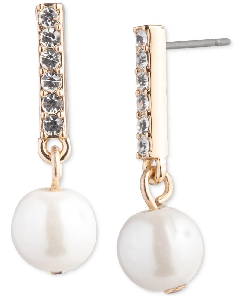 Emily in Paris Gold-Tone Pave & Imitation Pearl Drop Earrings