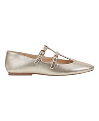 Marc Fisher Ltd Women's Evie Double Buckle T-Strap Flats