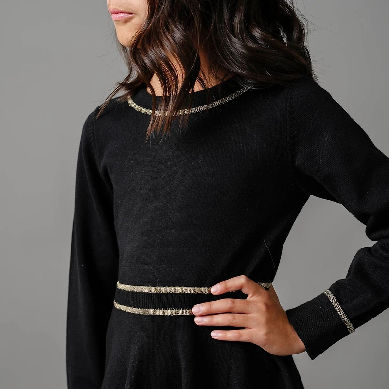 Hope & Henry Big Girls Long Sleeve Ruffle Collar Sweater Dress