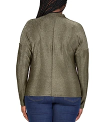 24seven Comfort Apparel Plus Cowl Neck Long Sleeve Shimmery Top