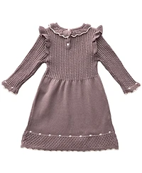 Blueberi Boulevard Infant and Toddler Crochet Trim Flutter Sleeve Sweater Dress
