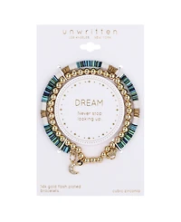 Unwritten Multi Color Disk Bead Moon and Star and Stretch Bracelet Set