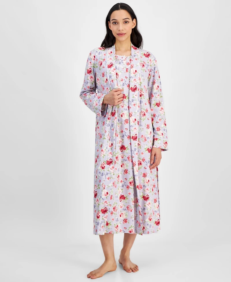 Charter Club Women's Cotton Floral Long Robe