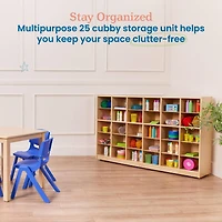 ECR4Kids 30 Cubby Mobile Tray Storage Cabinet, 5x6, Natural, 1