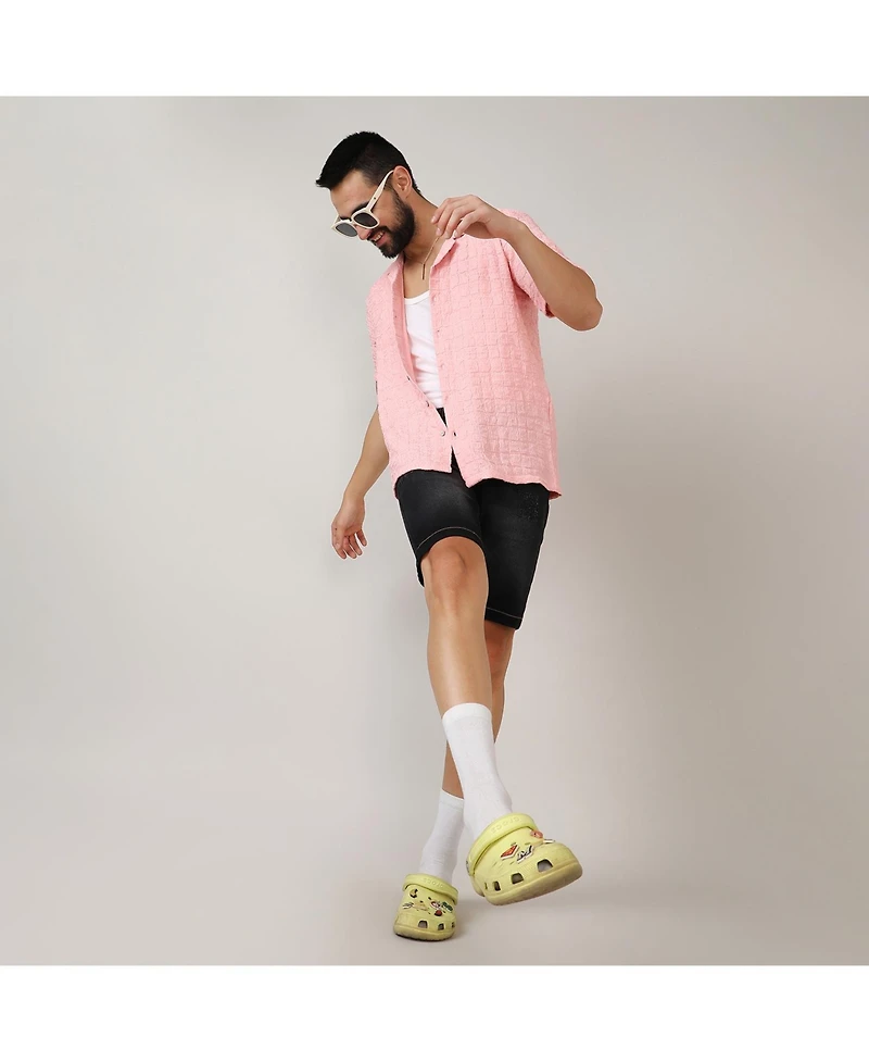 Men's Baby Pink Box-Creased Shirt