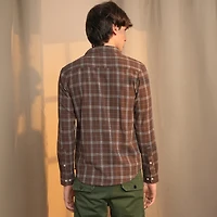Men's Chocolate Brown Tartan Plaid Shirt