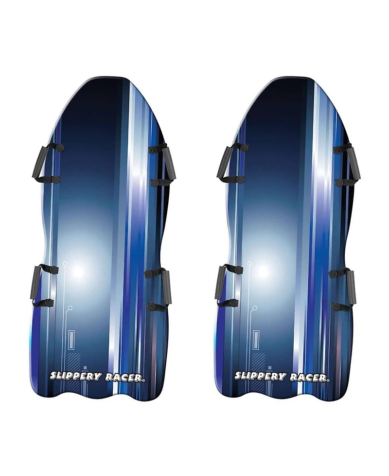 Slippery Racer Downhill Falcon Kids Foam Toboggan Snow Sled, Midnight (2 Pack