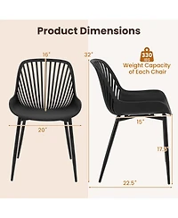 Gymax Plastic Dining Chair Set of 4 w/ Metal Legs Cutout Backrest Curved Seat