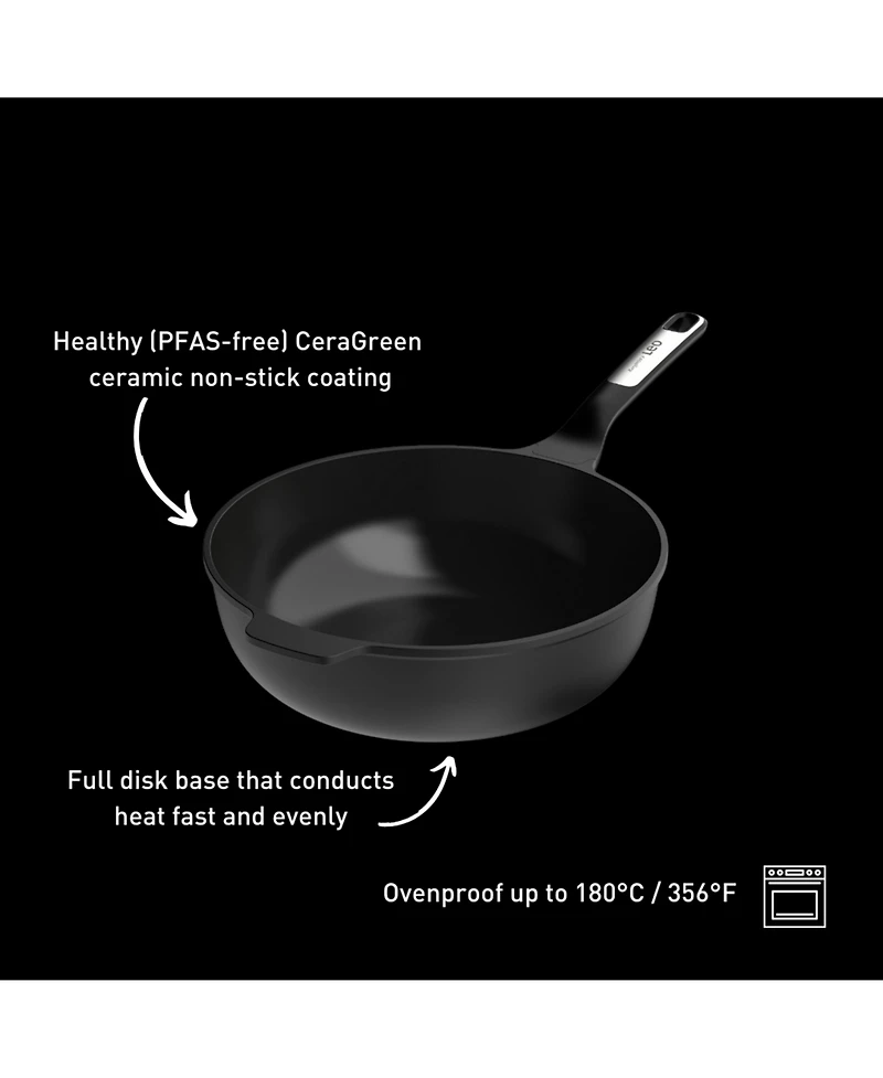 BergHOFF Leo Phantom Nonstick Ceramic 12" Wok Pan 5.3qt., Recycled