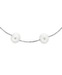 Bling Jewelry Tin Cup White Freshwater Cultured 7mm Pearl Chain Station Pearls Bracelet .925 Sterling Silver
