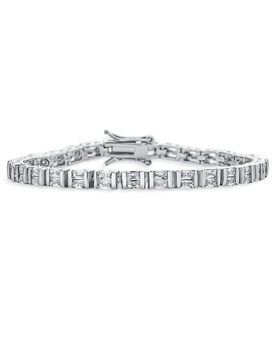 Bling Jewelry Alternating Sparkling 20CT Square Princess Cut Cubic Zirconia Tennis Bracelet Silver Plated 7 Inch