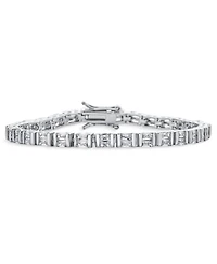 Bling Jewelry Alternating Sparkling 20CT Square Princess Cut Cubic Zirconia Tennis Bracelet Silver Plated 7 Inch