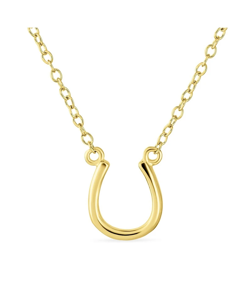 Bling Jewelry Minimalist Horseshoe Pendant Necklace Gold and Silver - Equestrian Good Luck Charm