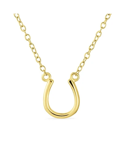 Bling Jewelry Minimalist Horseshoe Pendant Necklace Gold and Silver - Equestrian Good Luck Charm