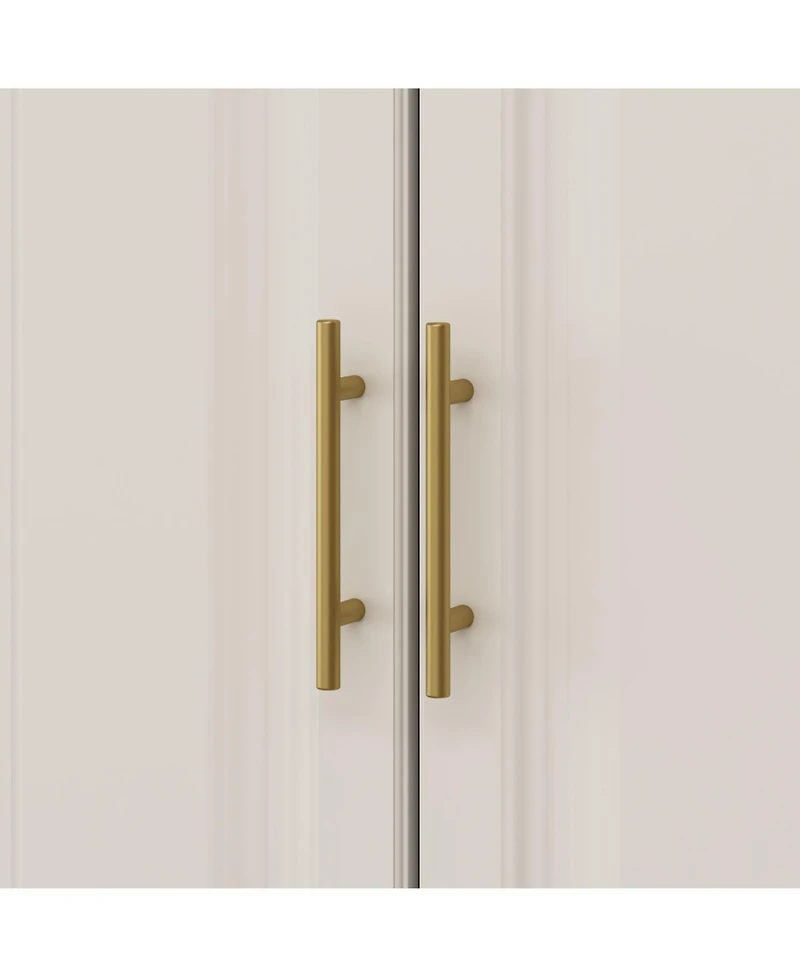 Famapy White 6-Door Big Wardrobe Armoires with Hanging Rod, 4-Drawers
