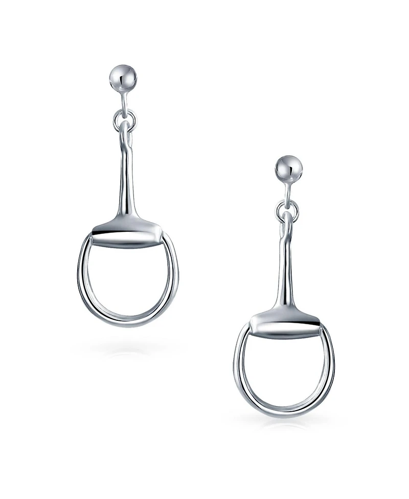 Bling Jewelry Equestrian Cowgirl Dangle Equine Gift Horse bit Earrings Western .925 Sterling Silver