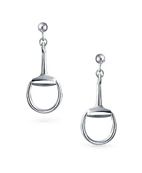 Bling Jewelry Equestrian Cowgirl Dangle Equine Gift Horse bit Earrings Western .925 Sterling Silver