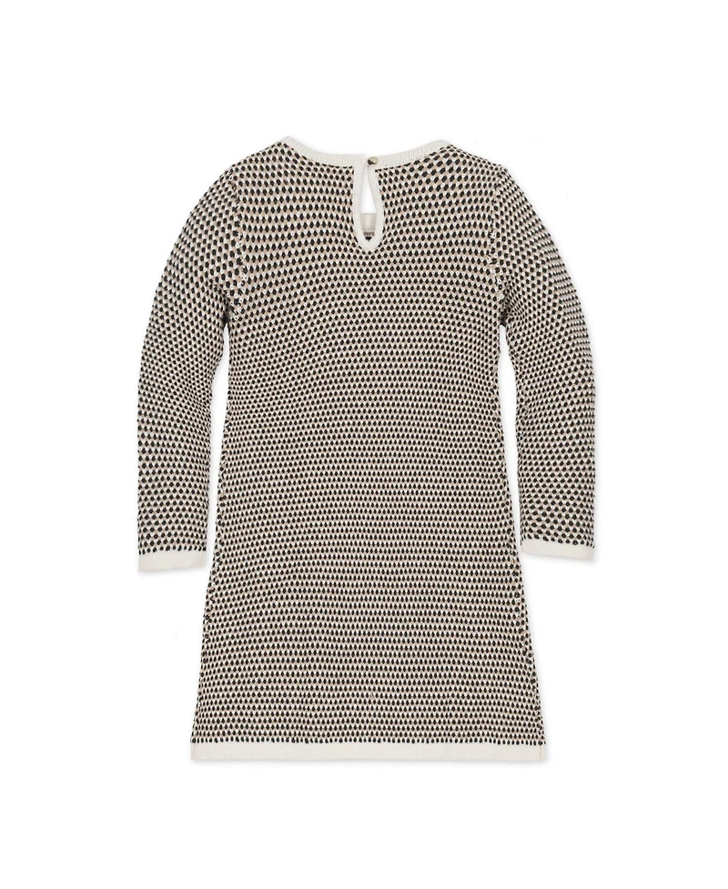 Hope & Henry Baby Girls Organic Long Sleeve Bow Detail Tweed Sweater Dress