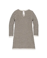 Hope & Henry Baby Girls Organic Long Sleeve Bow Detail Tweed Sweater Dress