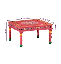 vidaXL Coffee Table Pink Hand Painted Solid Wood Mango