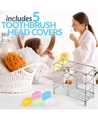 Stainless Steel Toothbrush Holders with 5 Colorful Toothbrush Cases Included