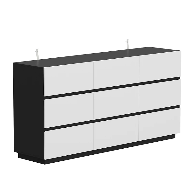 Homsee Black and White Wooden Accent Storage Cabinet with 9-Drawers